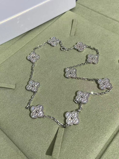 [⭐Reverie Jewels]CLOVER 10 MOTIFS  FULL DIAMOND NECKLACE