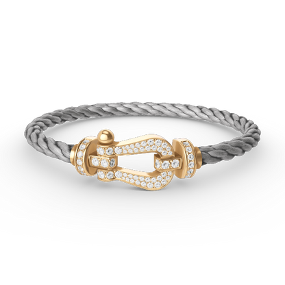 [⭐Reverie Jewels]FORCE LARGE HORSESHOE FULL DIAMOND BRACELET GOLD