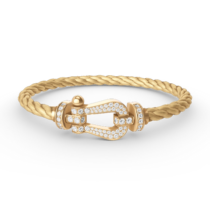 [⭐Reverie Jewels]FORCE LARGE HORSESHOE FULL DIAMOND BRACELET GOLD