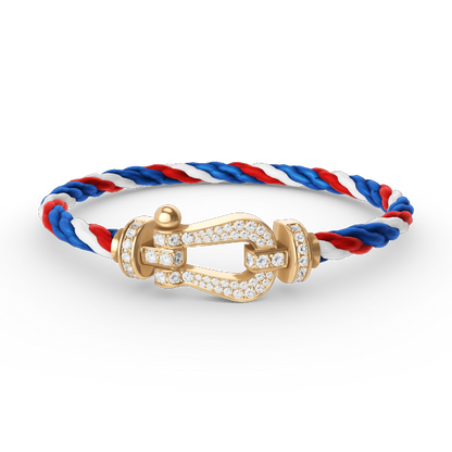[⭐Reverie Jewels]FORCE LARGE HORSESHOE FULL DIAMOND BRACELET GOLD