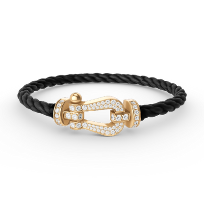 [⭐Reverie Jewels]FORCE LARGE HORSESHOE FULL DIAMOND BRACELET GOLD