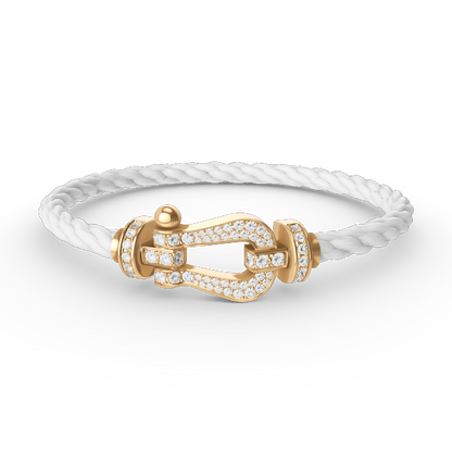 [⭐Reverie Jewels]FORCE LARGE HORSESHOE FULL DIAMOND BRACELET GOLD