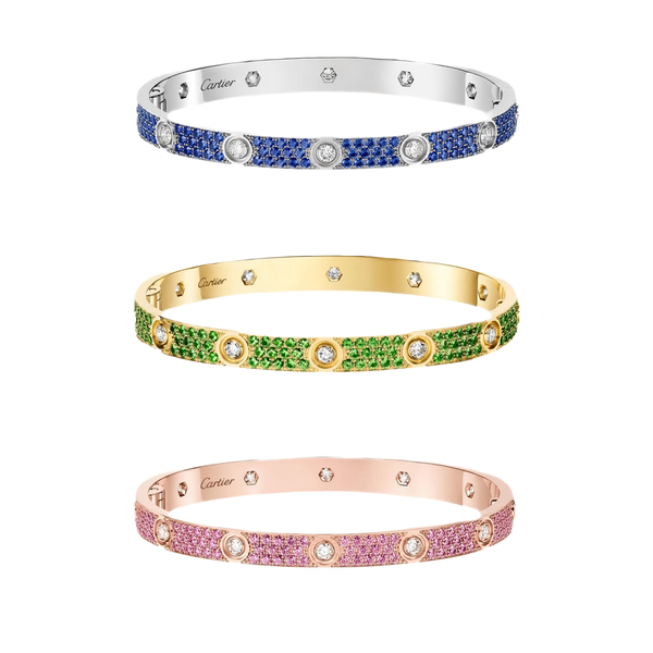 [⭐Reverie Jewels]2026 PAVE GEMSTONE LOVE BRACELET 6.1MM 10 DIAMONDS