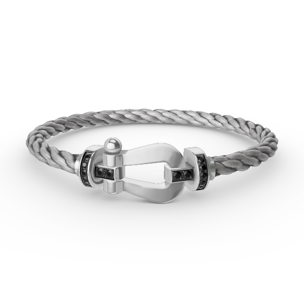 [⭐Reverie Jewels]FORCE LARGE HORSESHOE BLACK DIAMOND BRACELET SILVER