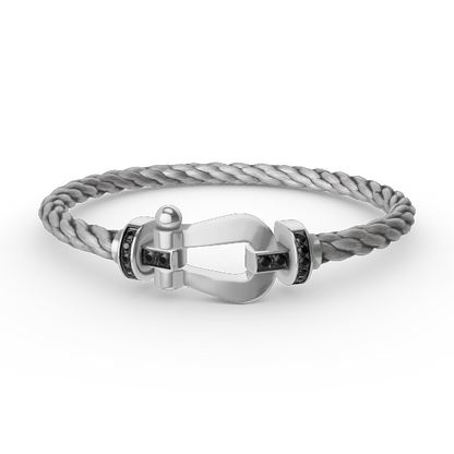 [⭐Reverie Jewels]FORCE LARGE HORSESHOE BLACK DIAMOND BRACELET SILVER