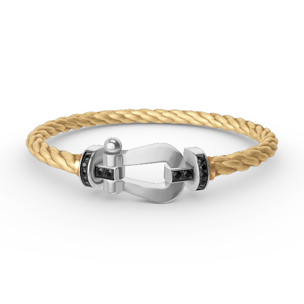 [⭐Reverie Jewels]FORCE LARGE HORSESHOE BLACK DIAMOND BRACELET SILVER