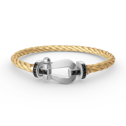 [⭐Reverie Jewels]FORCE LARGE HORSESHOE BLACK DIAMOND BRACELET SILVER