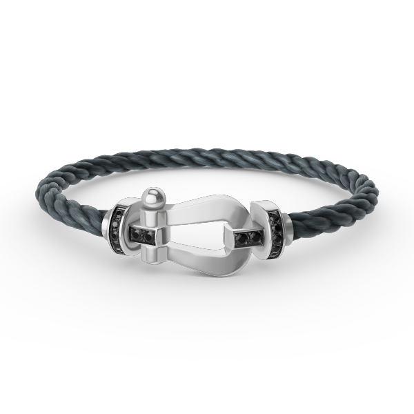 [⭐Reverie Jewels]FORCE LARGE HORSESHOE BLACK DIAMOND BRACELET SILVER