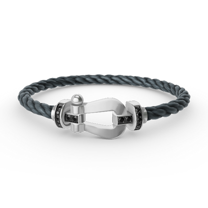 [⭐Reverie Jewels]FORCE LARGE HORSESHOE BLACK DIAMOND BRACELET SILVER