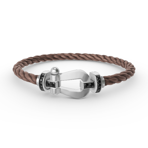 [⭐Reverie Jewels]FORCE LARGE HORSESHOE BLACK DIAMOND BRACELET SILVER
