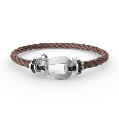 [⭐Reverie Jewels]FORCE LARGE HORSESHOE BLACK DIAMOND BRACELET SILVER