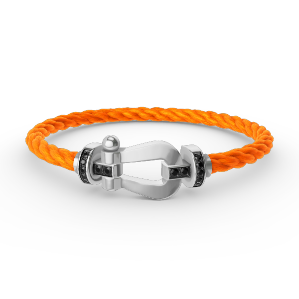 [⭐Reverie Jewels]FORCE LARGE HORSESHOE BLACK DIAMOND BRACELET SILVER