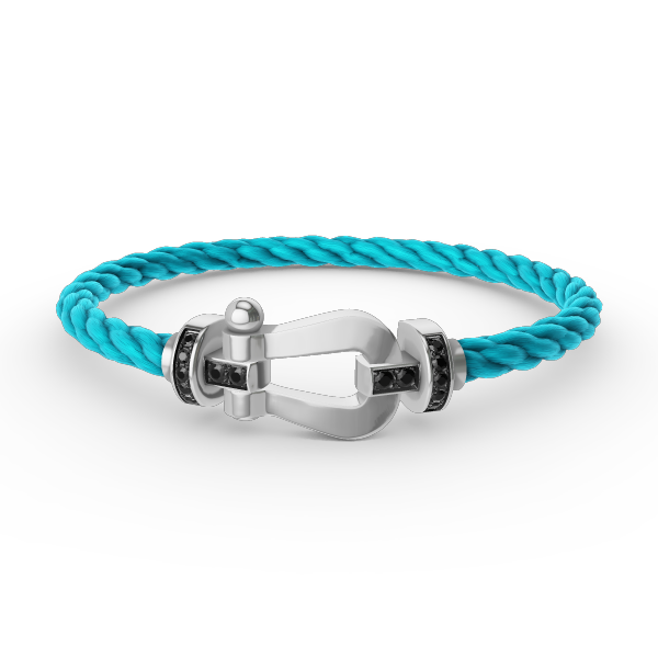 [⭐Reverie Jewels]FORCE LARGE HORSESHOE BLACK DIAMOND BRACELET SILVER