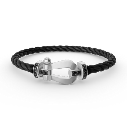 [⭐Reverie Jewels]FORCE LARGE HORSESHOE BLACK DIAMOND BRACELET SILVER