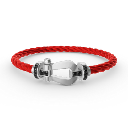 [⭐Reverie Jewels]FORCE LARGE HORSESHOE BLACK DIAMOND BRACELET SILVER