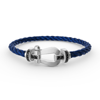 [⭐Reverie Jewels]FORCE LARGE HORSESHOE BLACK DIAMOND BRACELET SILVER