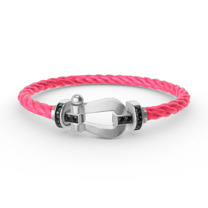[⭐Reverie Jewels]FORCE LARGE HORSESHOE BLACK DIAMOND BRACELET SILVER