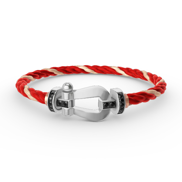 [⭐Reverie Jewels]FORCE LARGE HORSESHOE BLACK DIAMOND BRACELET SILVER