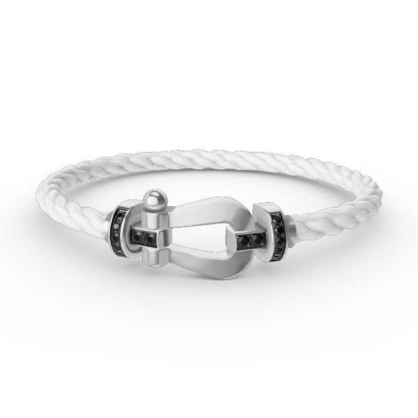 [⭐Reverie Jewels]FORCE LARGE HORSESHOE BLACK DIAMOND BRACELET SILVER