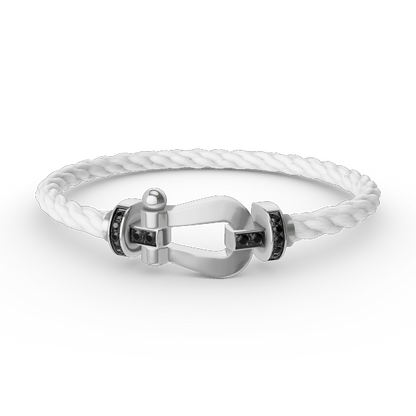 [⭐Reverie Jewels]FORCE LARGE HORSESHOE BLACK DIAMOND BRACELET SILVER