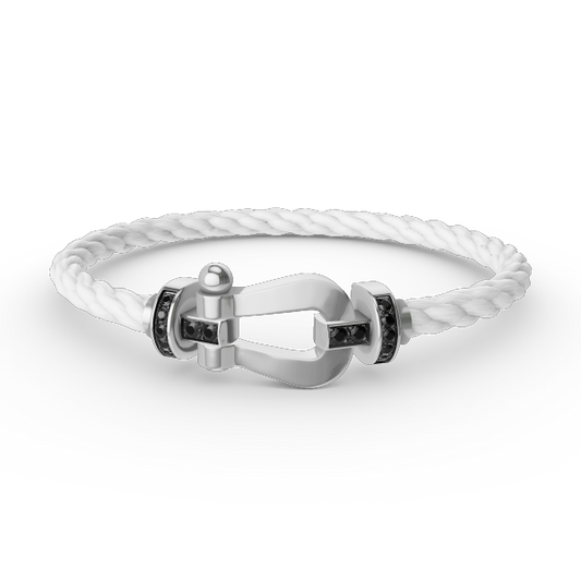 [⭐Reverie Jewels]FORCE LARGE HORSESHOE BLACK DIAMOND BRACELET SILVER