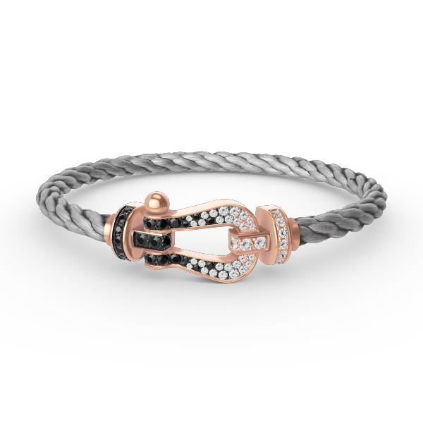 [⭐Reverie Jewels]FORCE LARGE HORSESHOE BLACK WHITE DIAMOND BRACELET ROSE GOLD