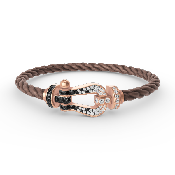 [⭐Reverie Jewels]FORCE LARGE HORSESHOE BLACK WHITE DIAMOND BRACELET ROSE GOLD