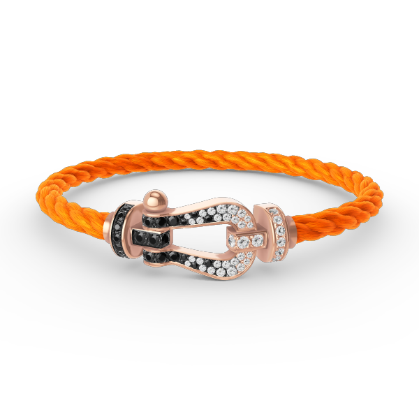 [⭐Reverie Jewels]FORCE LARGE HORSESHOE BLACK WHITE DIAMOND BRACELET ROSE GOLD