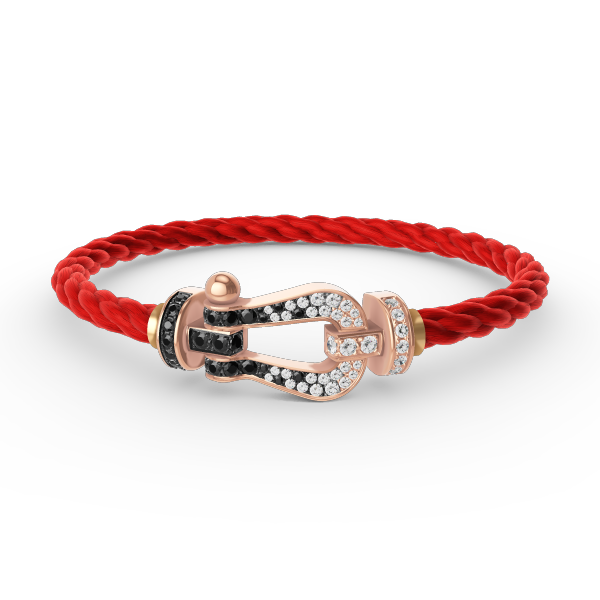 [⭐Reverie Jewels]FORCE LARGE HORSESHOE BLACK WHITE DIAMOND BRACELET ROSE GOLD