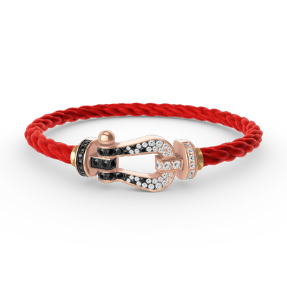 [⭐Reverie Jewels]FORCE LARGE HORSESHOE BLACK WHITE DIAMOND BRACELET ROSE GOLD