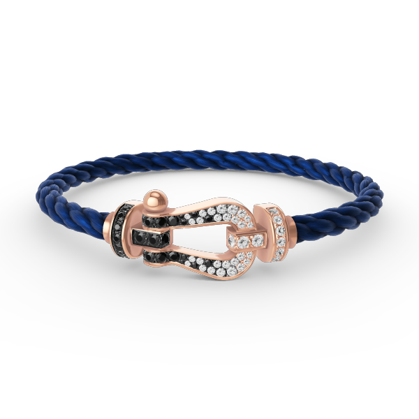 [⭐Reverie Jewels]FORCE LARGE HORSESHOE BLACK WHITE DIAMOND BRACELET ROSE GOLD