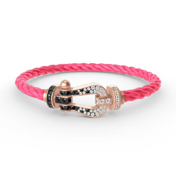 [⭐Reverie Jewels]FORCE LARGE HORSESHOE BLACK WHITE DIAMOND BRACELET ROSE GOLD