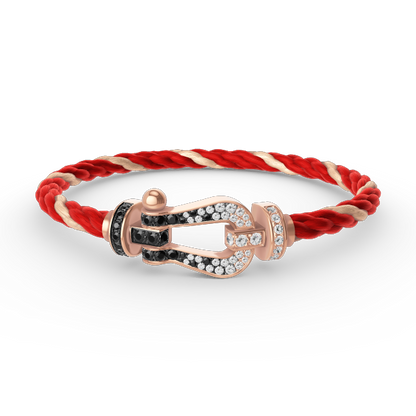 [⭐Reverie Jewels]FORCE LARGE HORSESHOE BLACK WHITE DIAMOND BRACELET ROSE GOLD