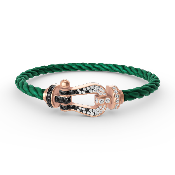 [⭐Reverie Jewels]FORCE LARGE HORSESHOE BLACK WHITE DIAMOND BRACELET ROSE GOLD
