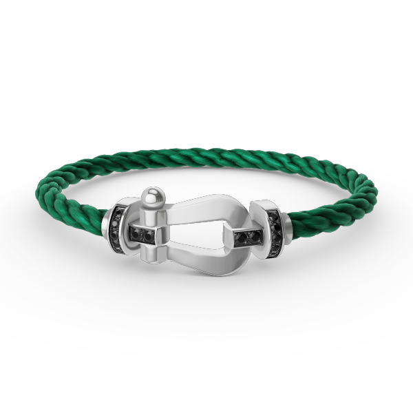 [⭐Reverie Jewels]FORCE LARGE HORSESHOE BLACK DIAMOND BRACELET SILVER