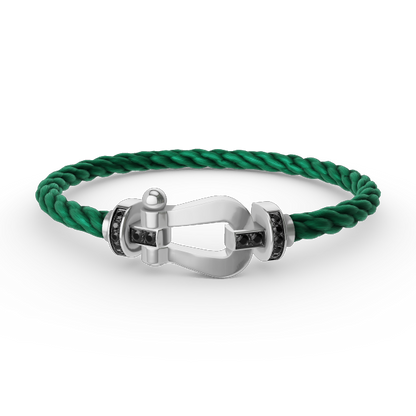 [⭐Reverie Jewels]FORCE LARGE HORSESHOE BLACK DIAMOND BRACELET SILVER