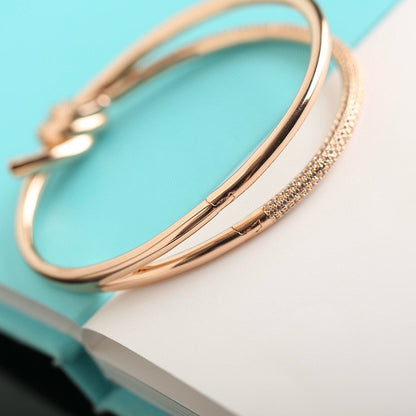 [Reverie Jewels]KNOT DOUBLE ROW PINK GOLD DIAMOND BRACELET