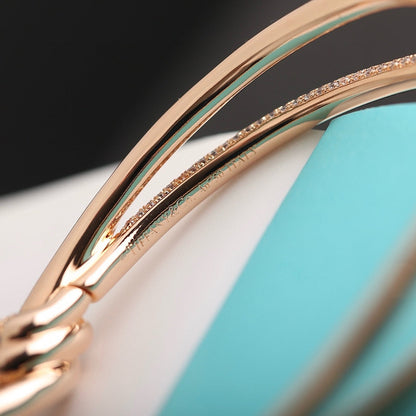 [Reverie Jewels]KNOT DOUBLE ROW PINK GOLD DIAMOND BRACELET