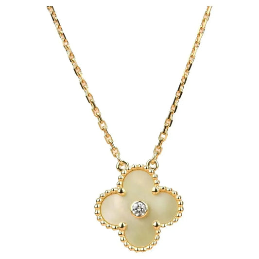 [⭐Reverie Jewels]CLOVER 15MM DIAMOND GOLD MOTHER OF PEARL NECKLACE