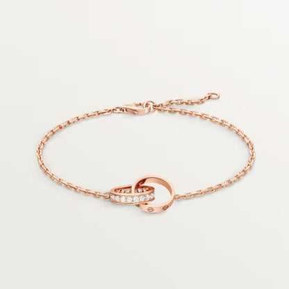[⭐Reverie Jewels]LOVE DOUBLE RING HALF DIAMOND BRACELET