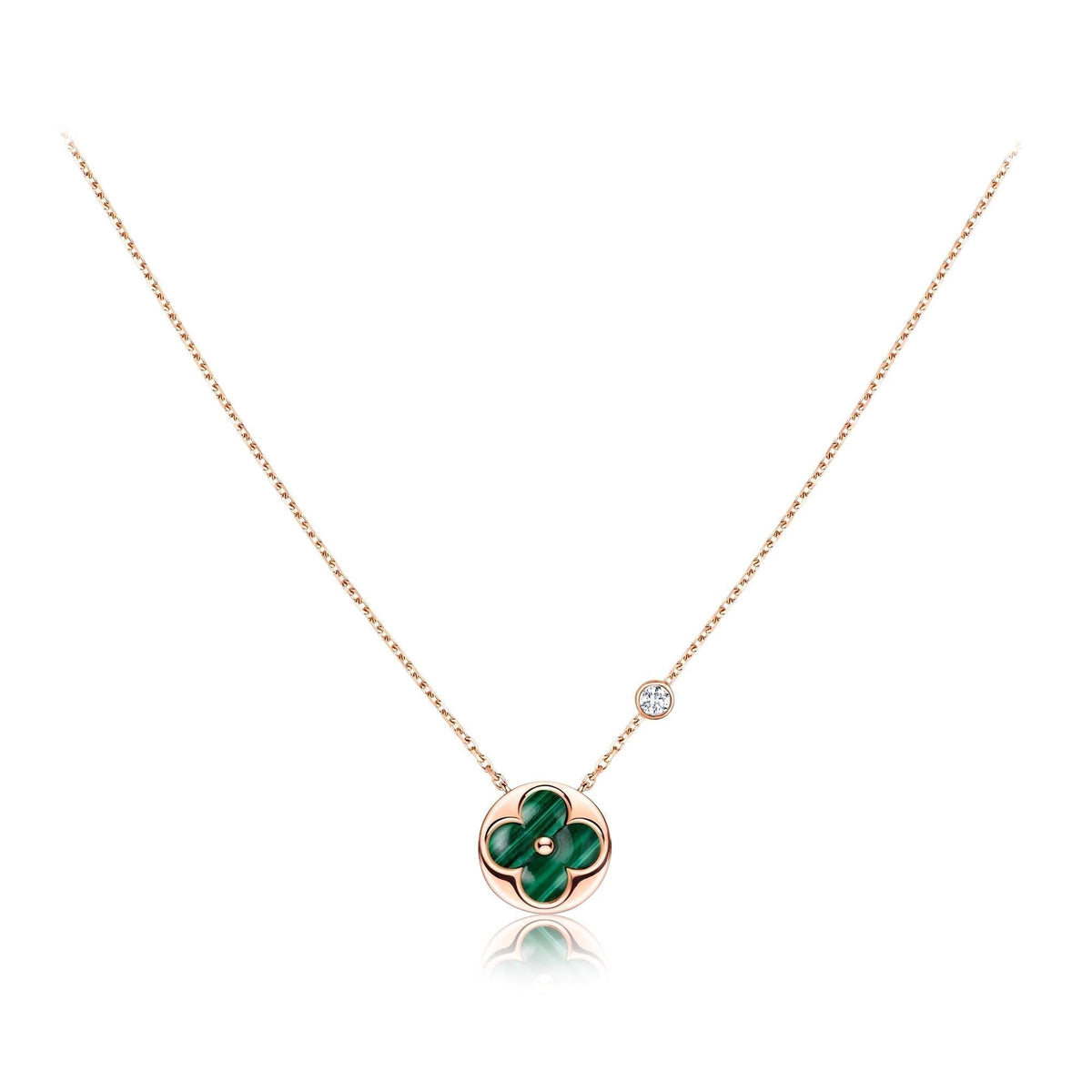 [⭐Reverie Jewels]SUN PEDANT PINK GOLD 1 DIAMOND NECKLACE