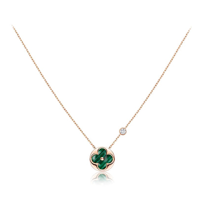 [⭐Reverie Jewels]SUN PEDANT PINK GOLD 1 DIAMOND NECKLACE