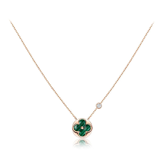 [⭐Reverie Jewels]SUN PEDANT PINK GOLD 1 DIAMOND NECKLACE