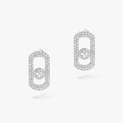 [⭐Reverie Jewels]So Move Pave_-Set Diamond Earrings in Silver