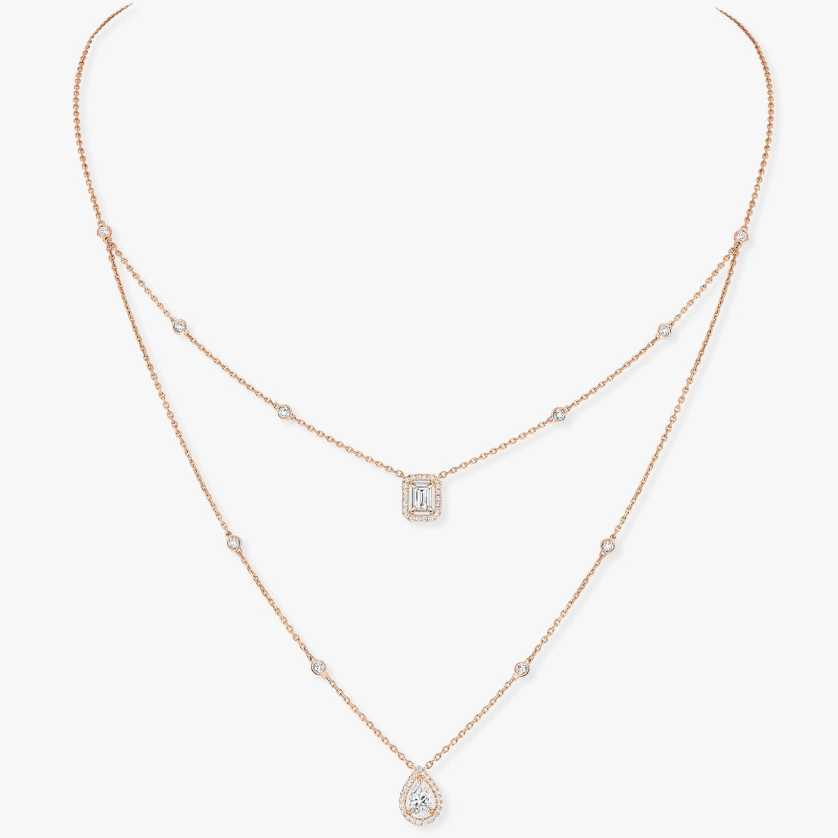 [⭐Reverie Jewels]MY TWIN 2 ROW DIAMOND NECKLACE