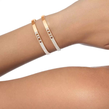 [⭐Reverie Jewels]Move Noa Rose Gold Pavé Diamond Bangle Bracelet