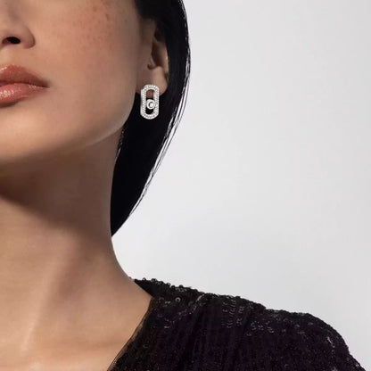[⭐Reverie Jewels]So Move Pave_-Set Diamond Earrings in Silver