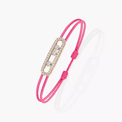 [⭐Reverie Jewels]Messika Care(s) pink cord pavé bracelet