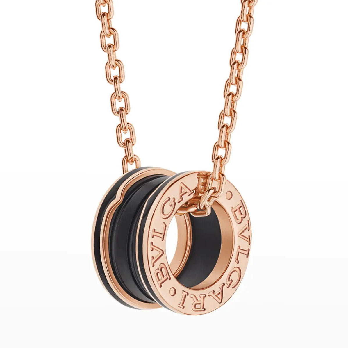 [⭐Reverie Jewels]ZERO 1 BLACK CERAMIC PINK GOLD NECKLACE