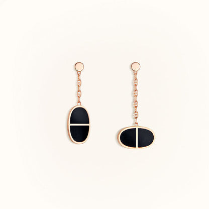 [⭐Reverie Jewels]CHAINE VERSO BLACK CERAMIC EARRINGS